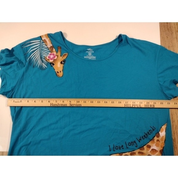 Secret Treasures I love long weekends giraffe novelty sleep shirt - Picture 4 of 9